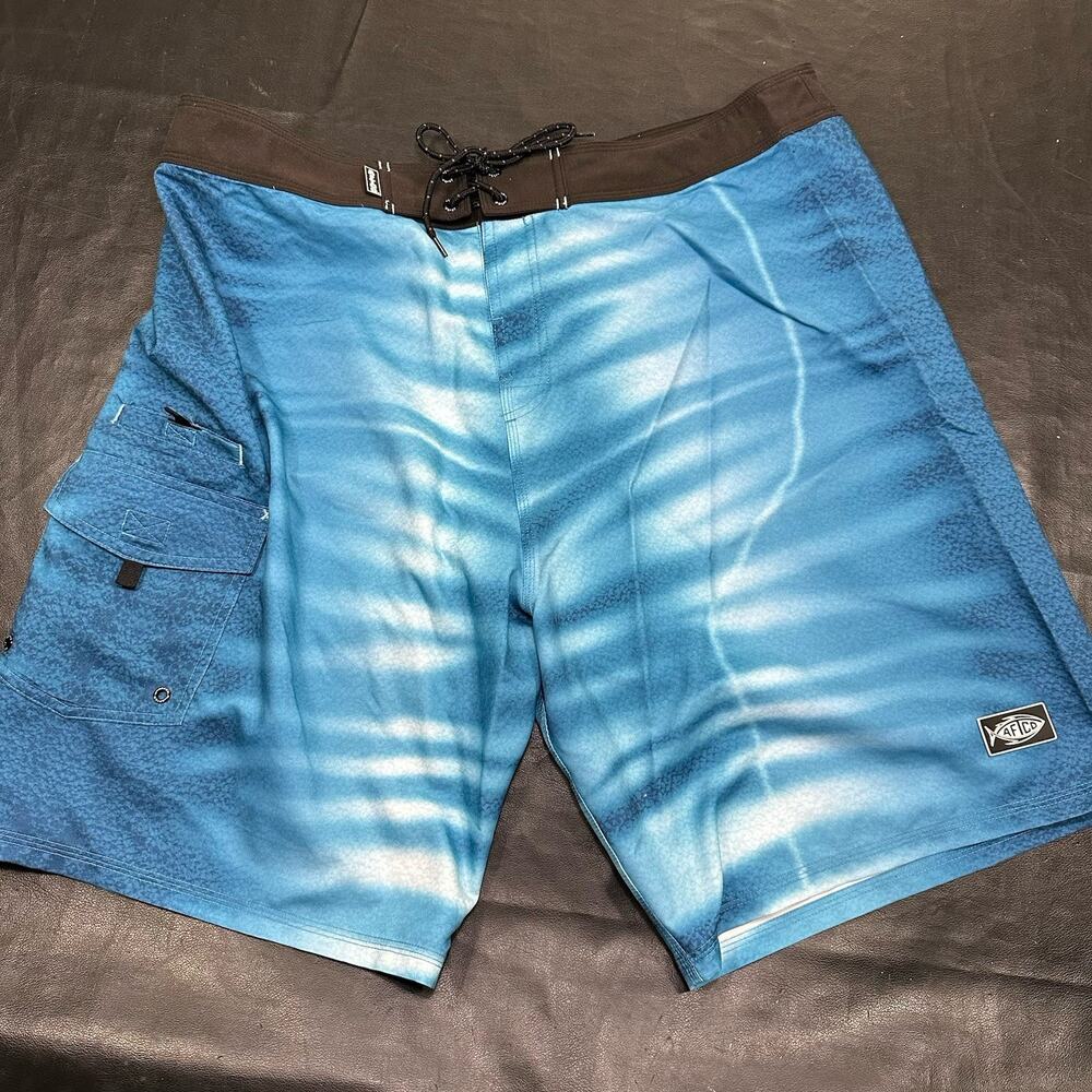 AFTCO Bluewater Blue Board Shorts Mens 38 Fishing Boating Surf Swim Outdoor Wear